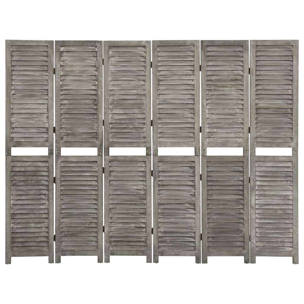 5-tlg. Raumteiler Grau 179x166 cm Massivholz