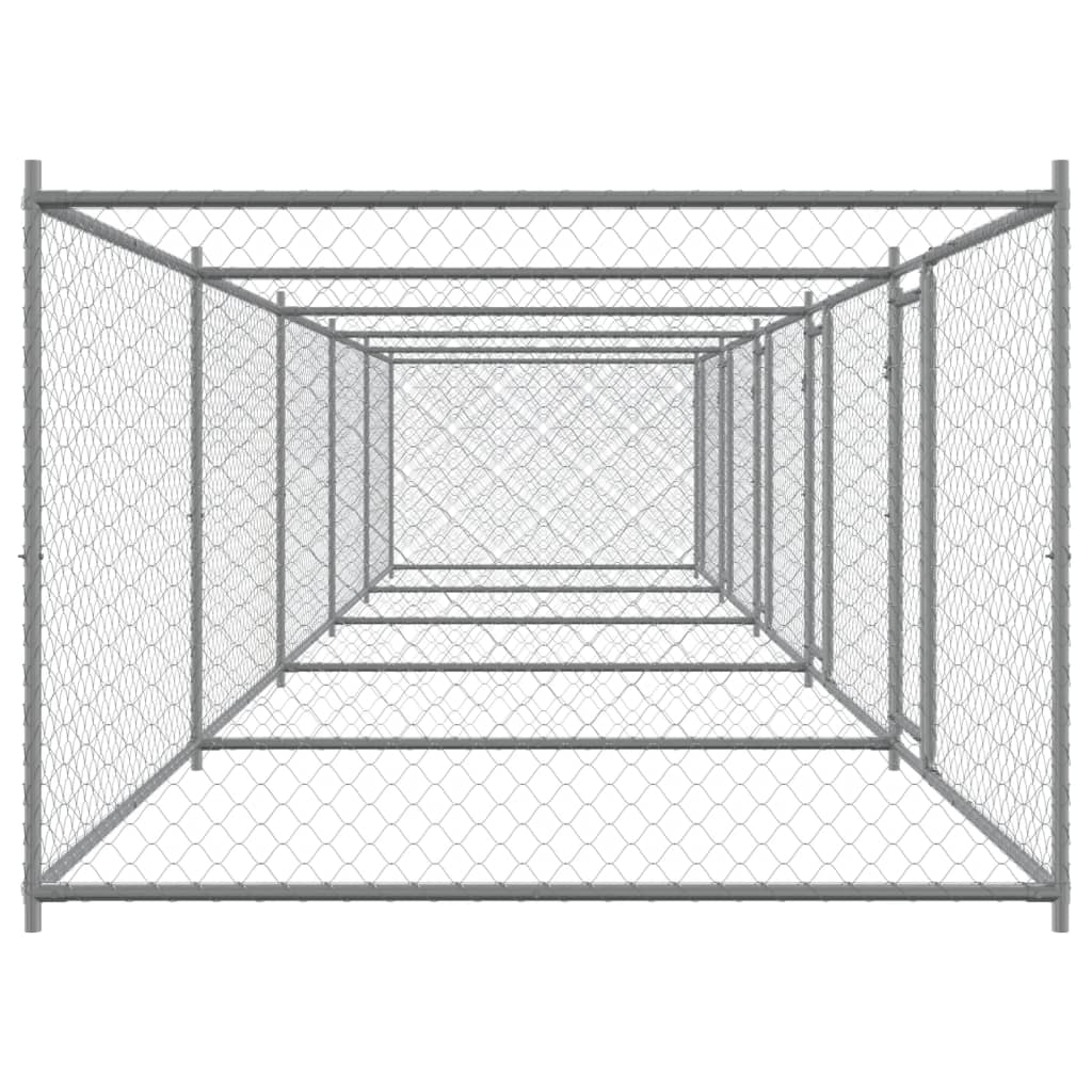 Hundezwinger mit Tür Grau 2x2x1,5 m Verzinkter Stahl