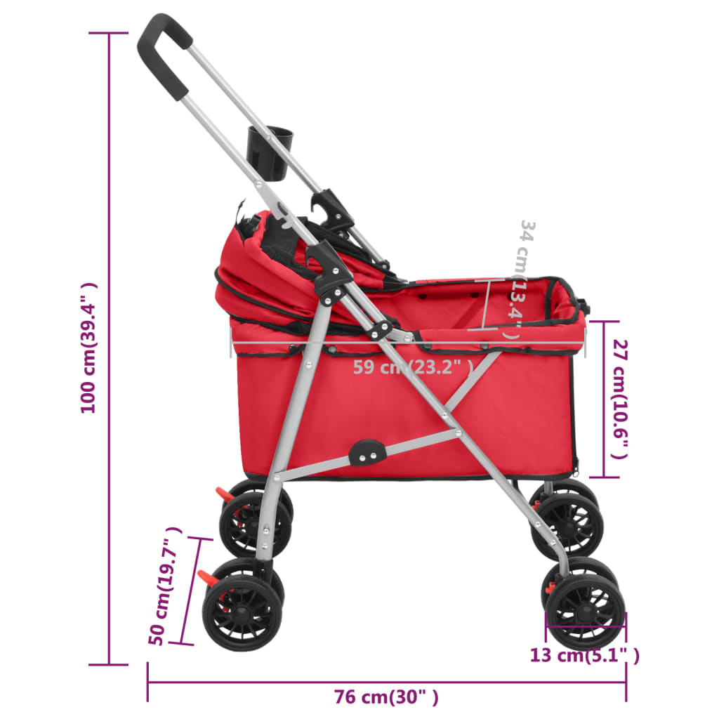 Hundewagen Faltbar Blau 76x50x100 cm Oxford-Gewebe