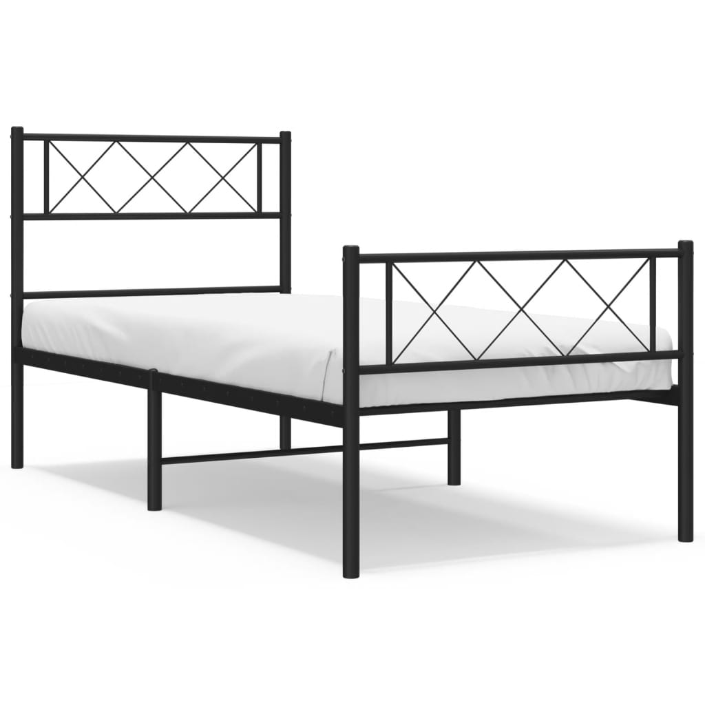 Bettgestell mit Kopfteil Metall Schwarz 100x190 cm
