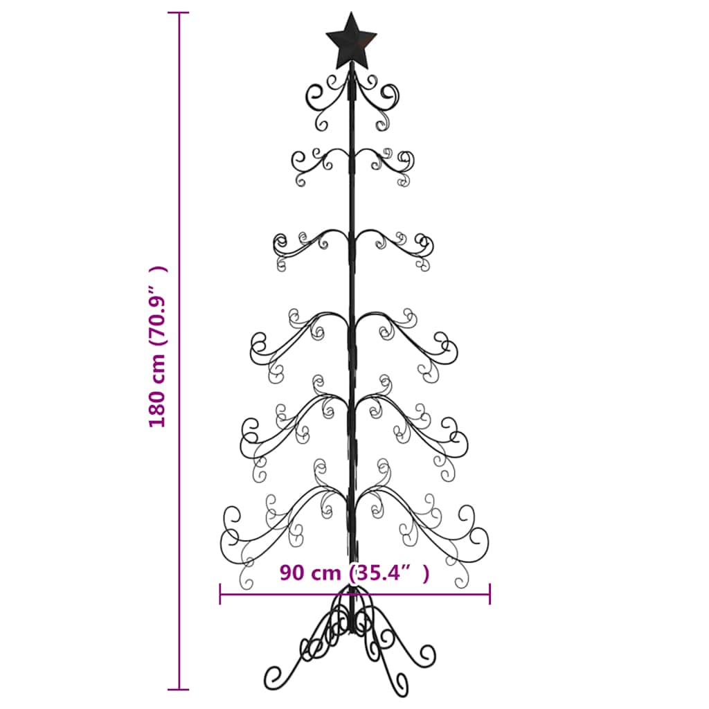 Metall-Weihnachtsbaum für Dekorationen Schwarz 90 cm