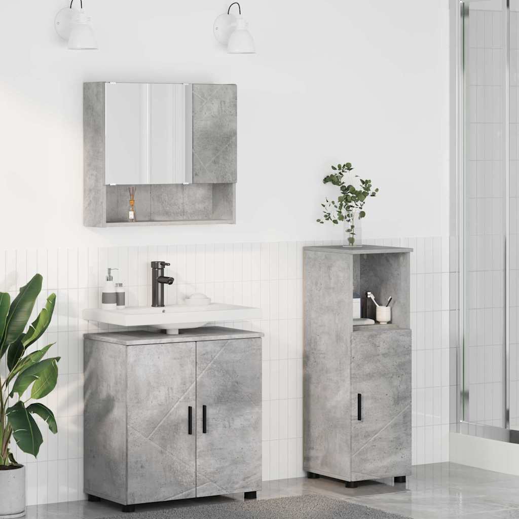 Badezimmermöbel-Set mit Tür 3 pcs Weiß Holzwerkstoff & Metall
