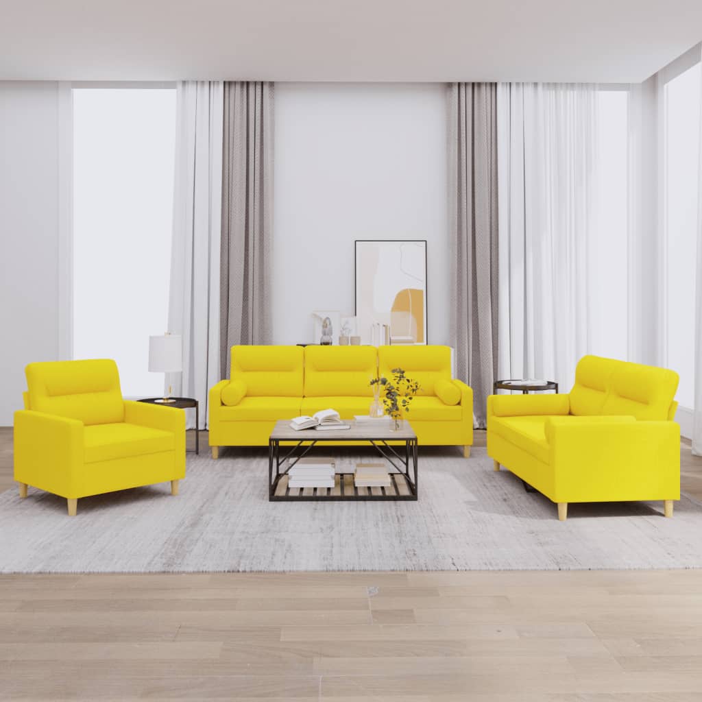 4-tlg. Sofagarnitur mit Kissen Taupe Stoff