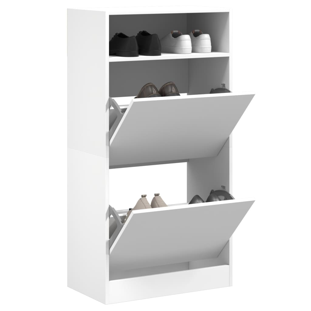 Schuhschrank mit 2 Klappen Weiß 80x34x116 cm