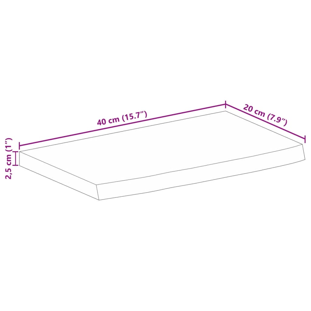 Wandregal 40x20x2,5 cm Rechteckig Massivholz Akazie Baumkante