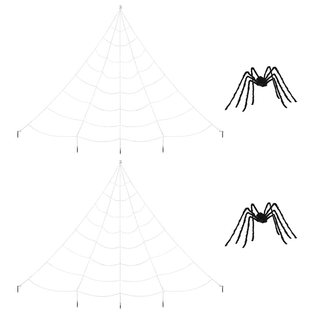 Halloween-Spinnendekoration mit Netzen 2 pcs Schwarz und Weiß