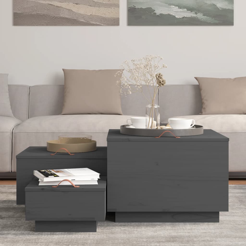 Aufbewahrungsboxen mit Deckeln 3 Stk. Weiß Massivholz Kiefer