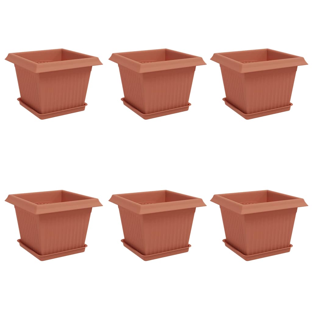 Blumentöpfe 6 pcs Ziegelrot 20 x 20 x 16 cm Kunststoff