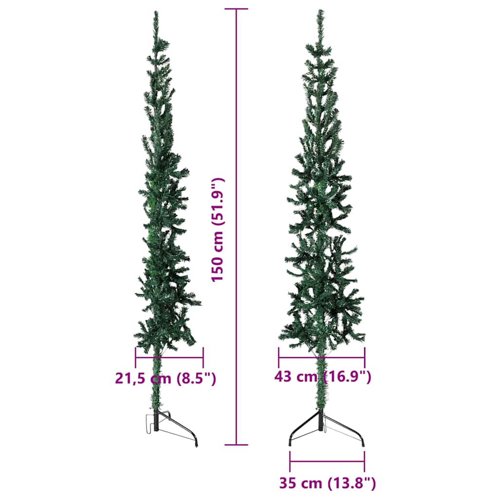 Künstlicher Halb-Weihnachtsbaum mit Ständer Schlank Weiß 180 cm