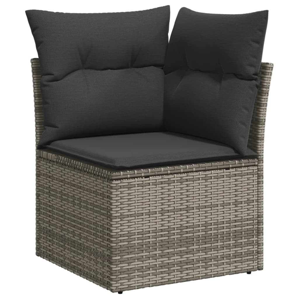 10-tlg. Garten-Sofagarnitur mit Kissen Schwarz Poly Rattan