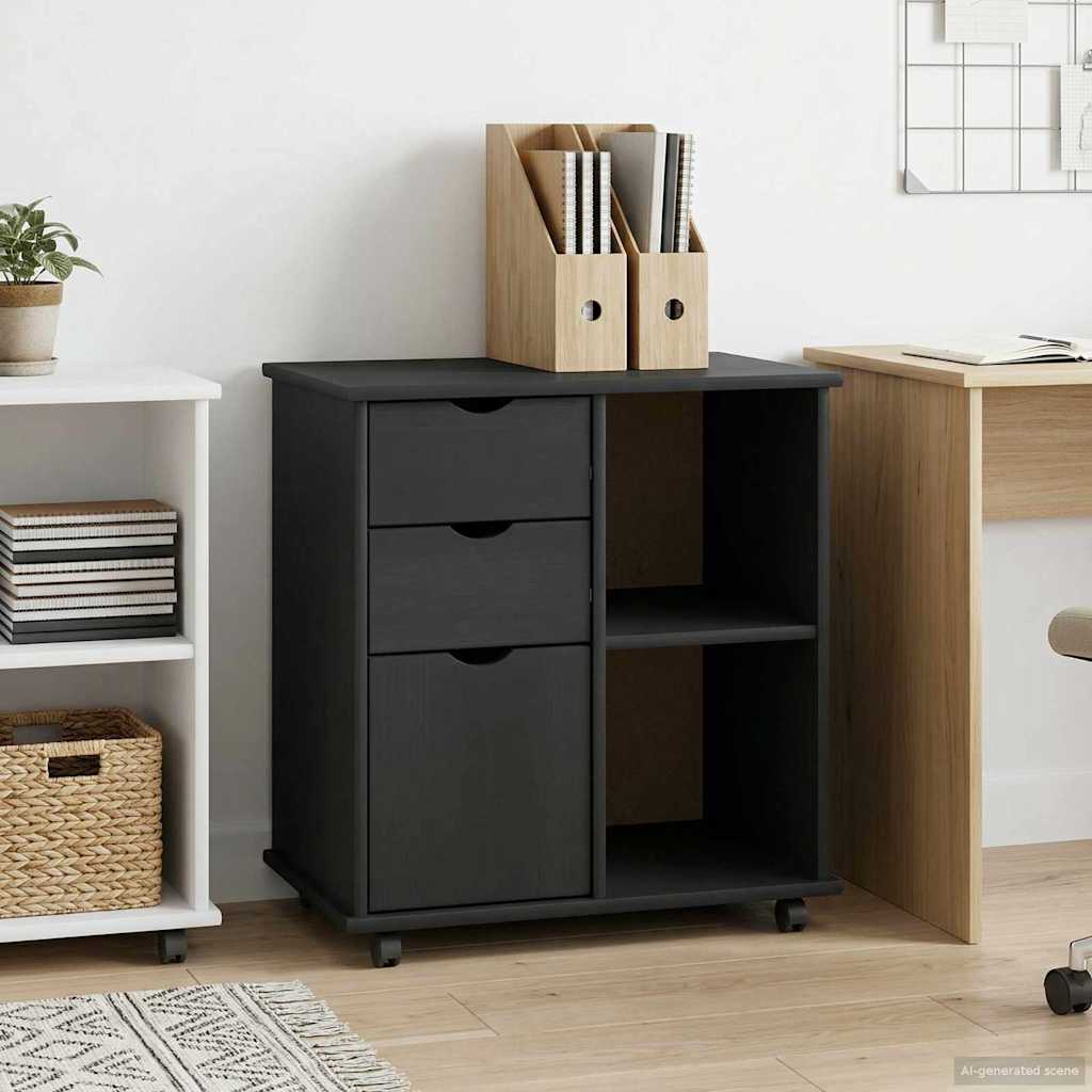 Rollschrank Honigbraun 63,5 x 39 x 65,5 cm Massivholz Kiefer