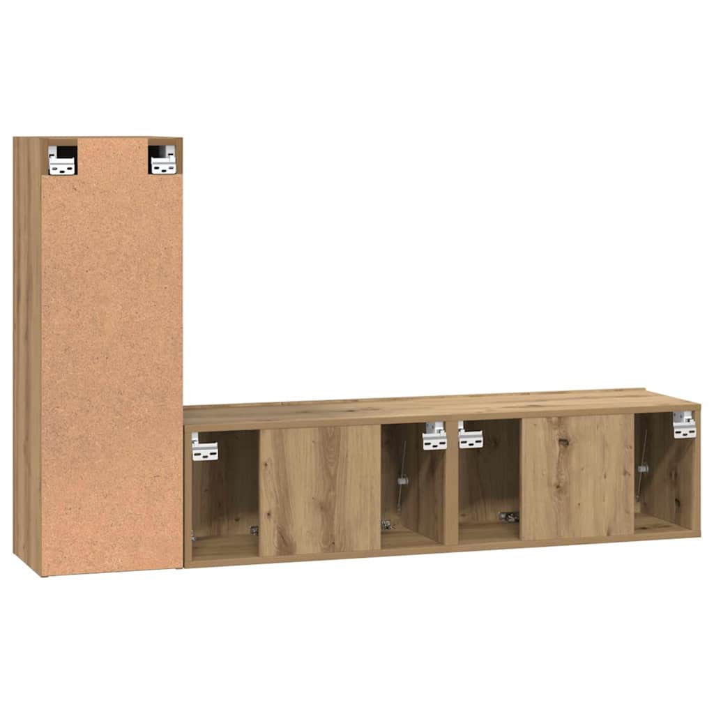 3-tlg. TV-Schrank-Set Weiß Holzwerkstoff