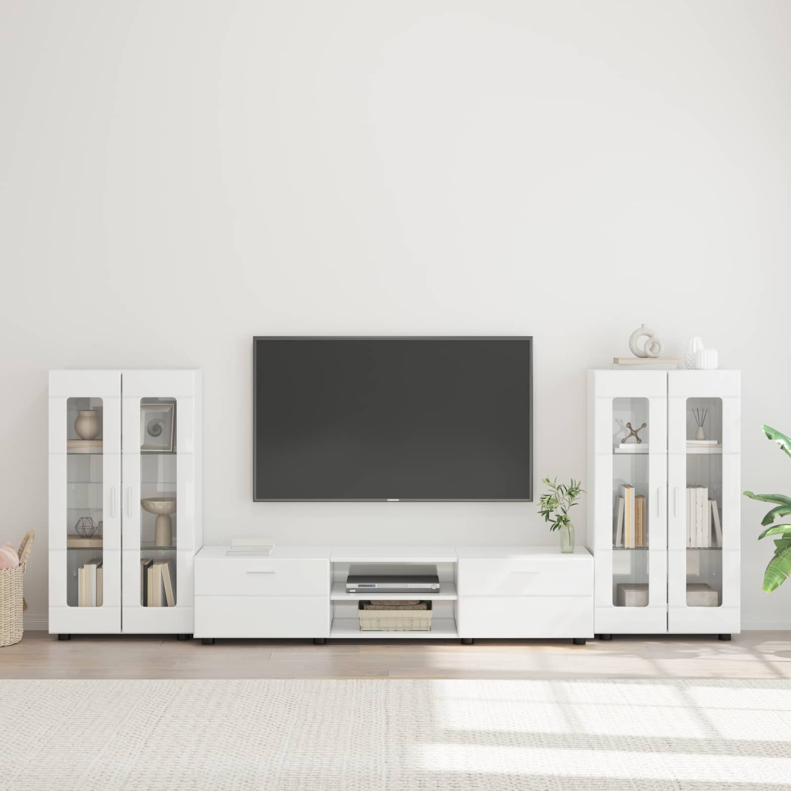 Highboard mit Regal FLORIN Weiß 60 x 35 x 182 cm Holzwerkstoff