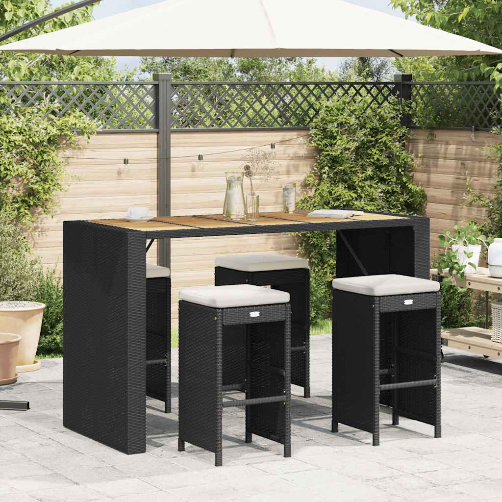 Garten-Barhocker mit Kissen 2 Stk. Braun Poly Rattan