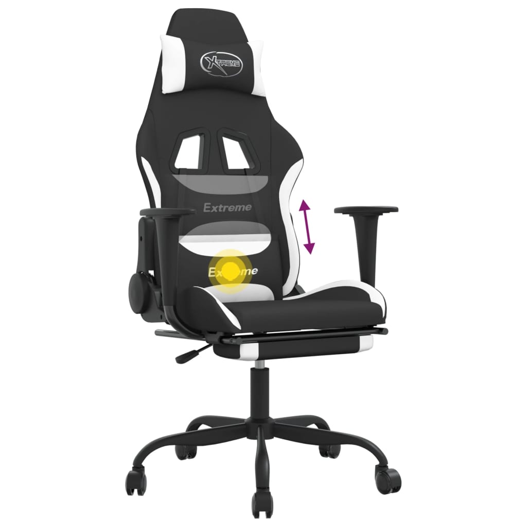 Gaming-Stuhl mit Massagefunktion Schwarz und Creme Stoff