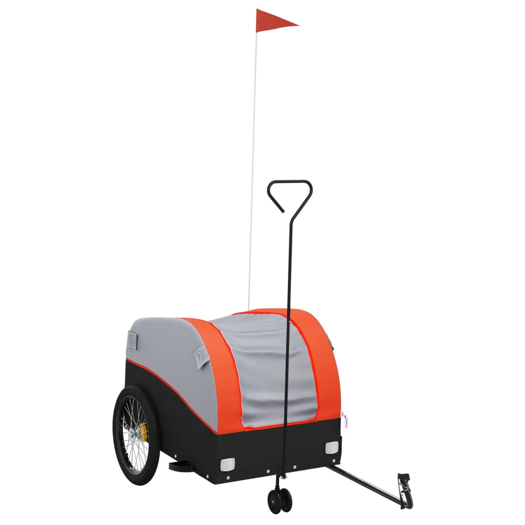 Fahrradanhänger Schwarz und Orange 30 kg Eisen