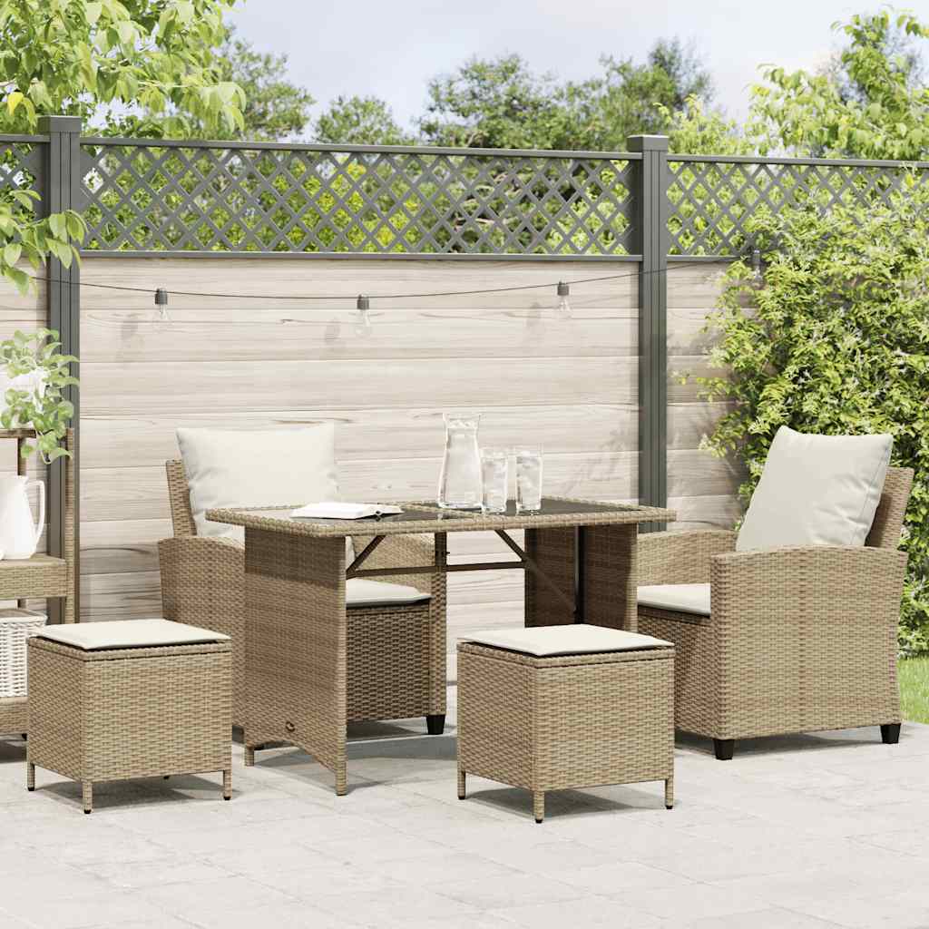 4-tlg. Garten-Sofagarnitur mit Kissen Schwarz Poly Rattan