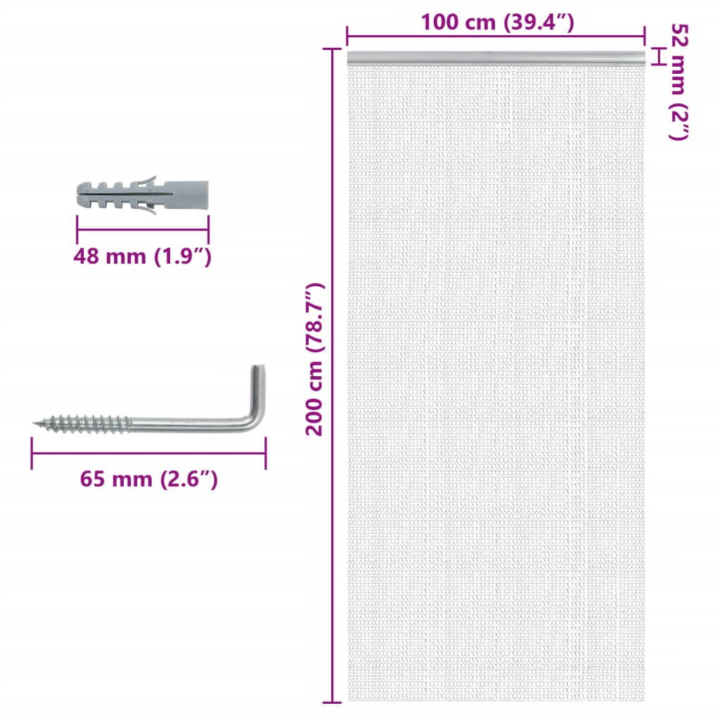 Türvorhang aus Ketten 56x186 cm Aluminium