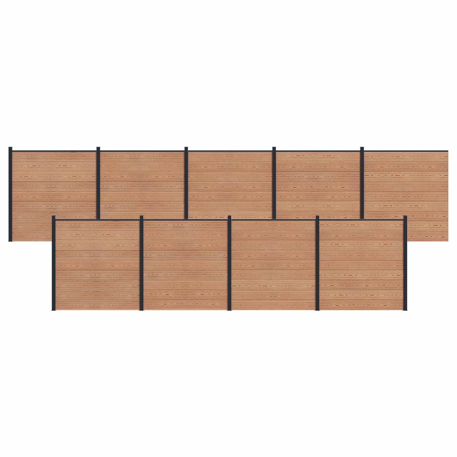 Zaunelement WPC 180x186 cm Schwarz
