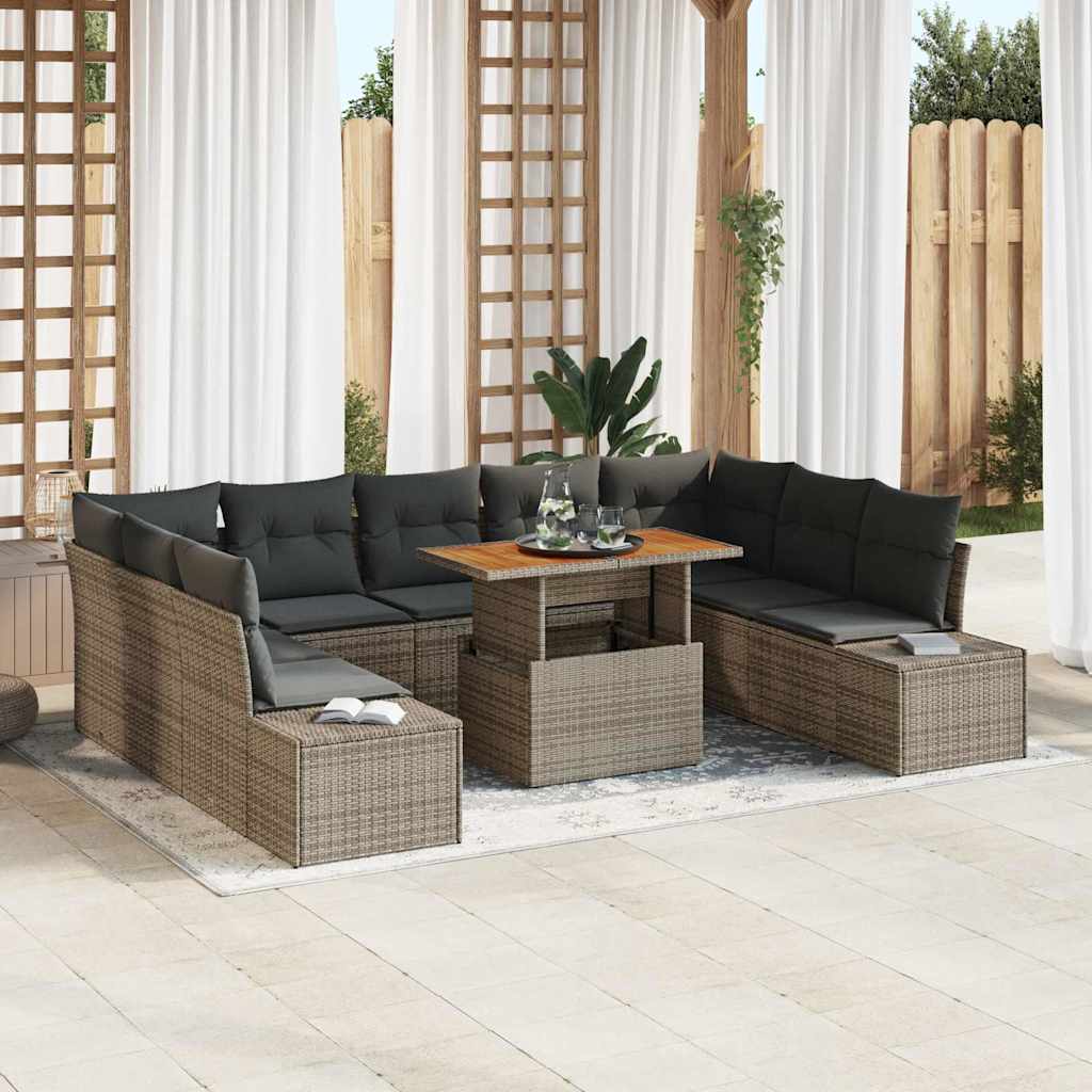 Garten Essgruppe mit Kissen 10 pcs Schwarz und Creme
