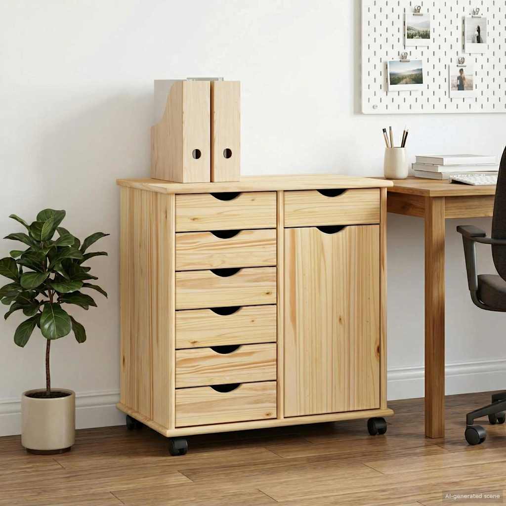 Rollschrank Honigbraun 63,5 x 39 x 65,5 cm Massivholz Kiefer