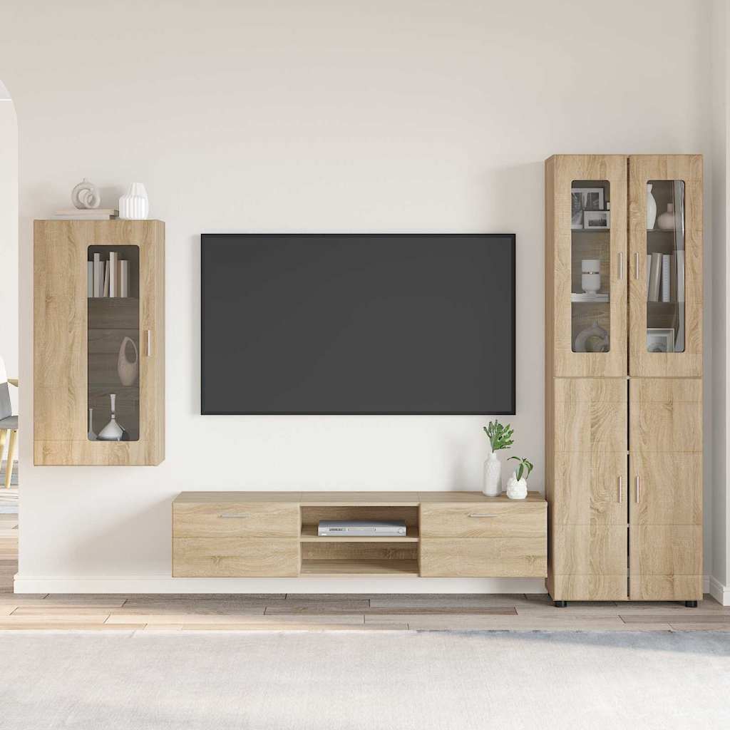 Highboard mit Regal FLORIN Weiß 60 x 35 x 182 cm Holzwerkstoff
