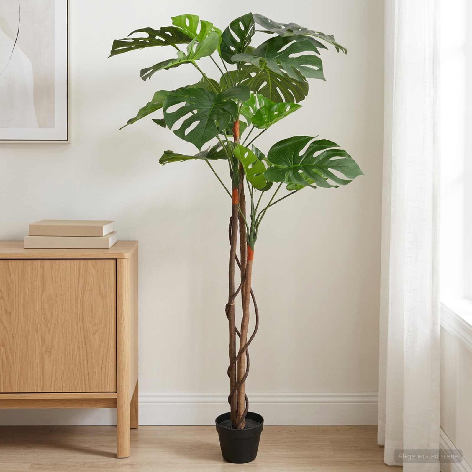 Künstliche Monstera Pflanze Grün 70 x 16 x 130 cm