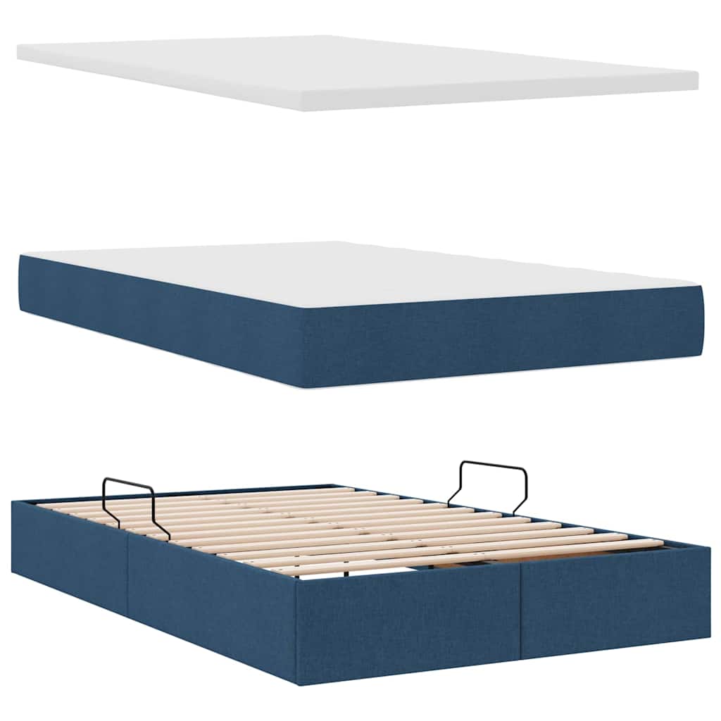 Aufbewahrungsbett mit Matratze Hellgrau 90 x 190 cm Polyester
