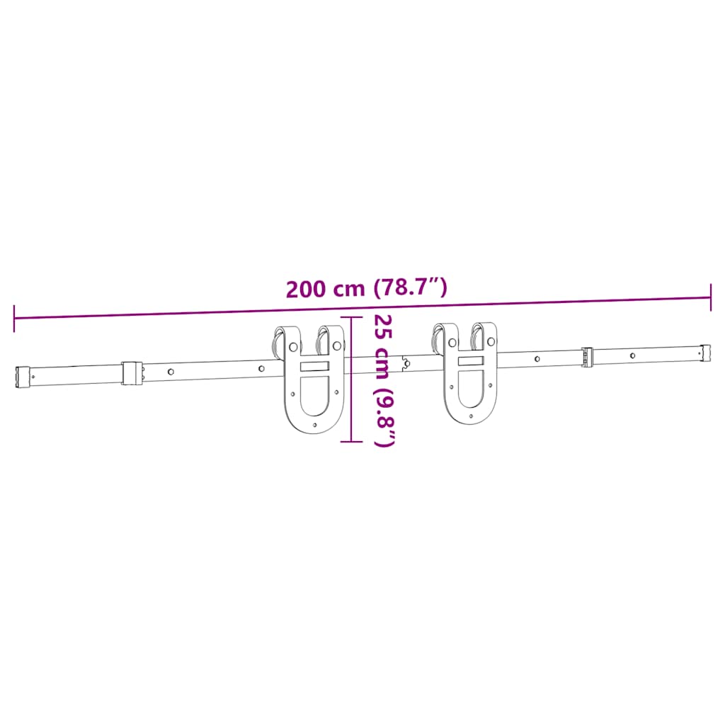 Schiebetürbeschlag-Set 183 cm Stahl Schwarz