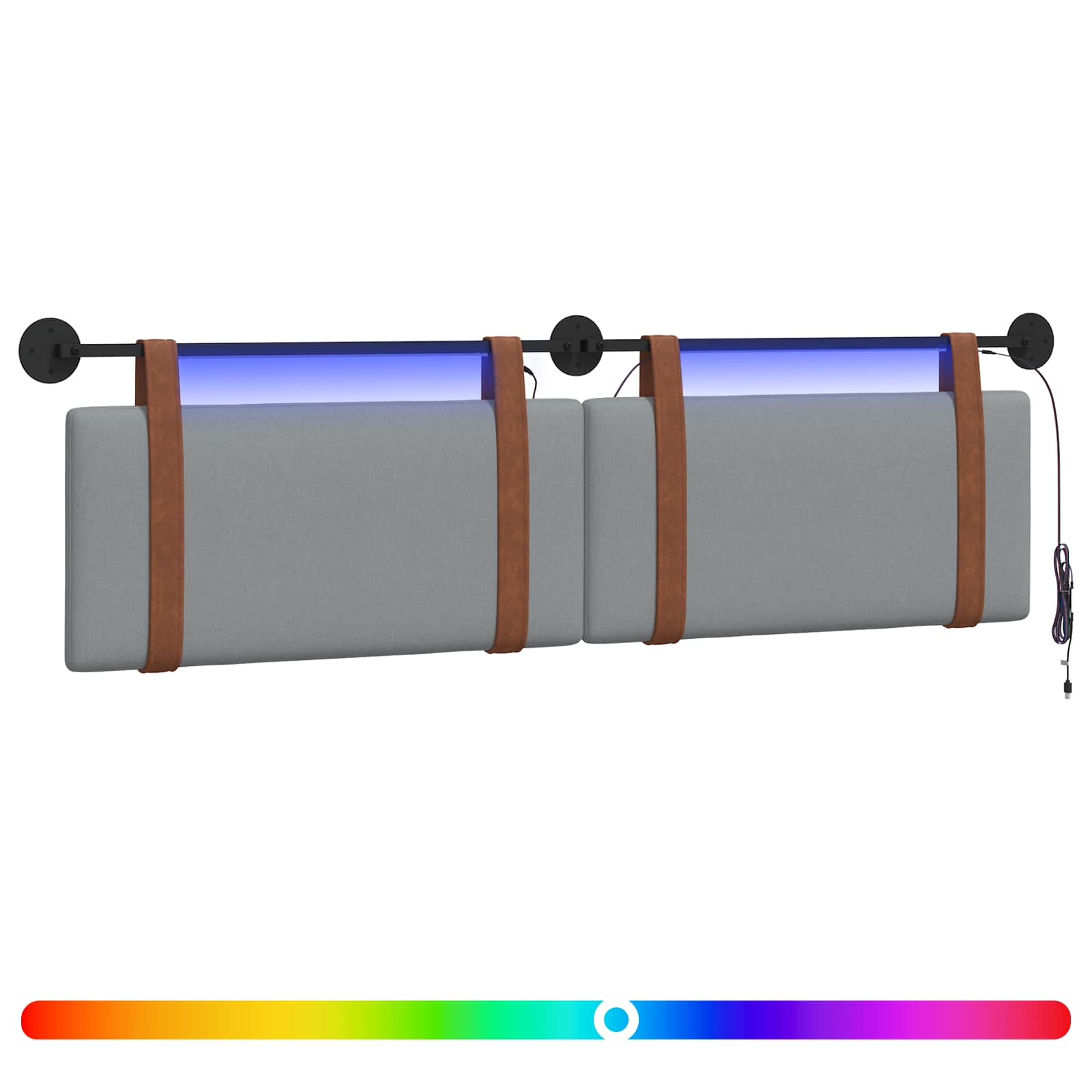 Hängendes Kopfteil Mit LED Licht Wolkengrau Antikes PU