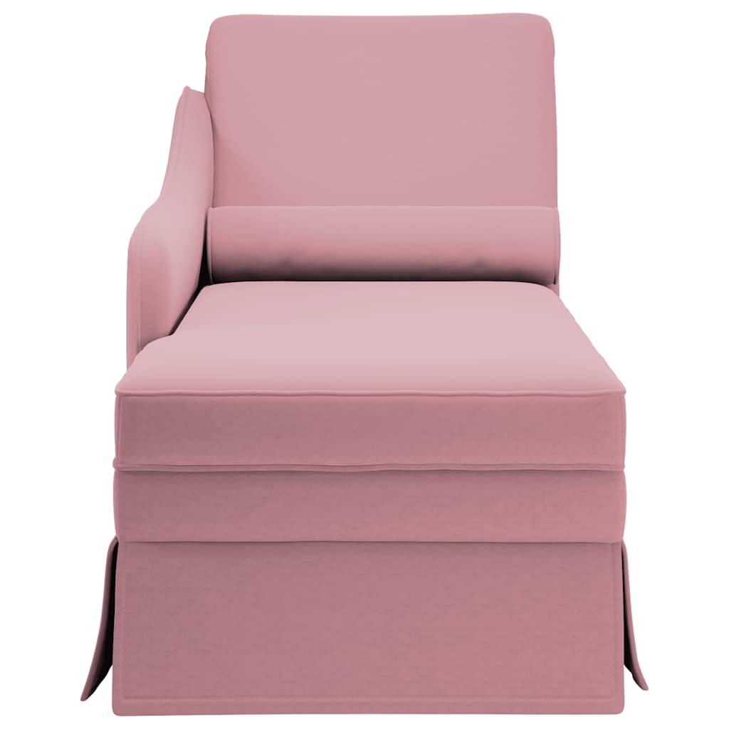 Chaiselongue mit Nackenrolle und Rechter Armlehne Blau Samt