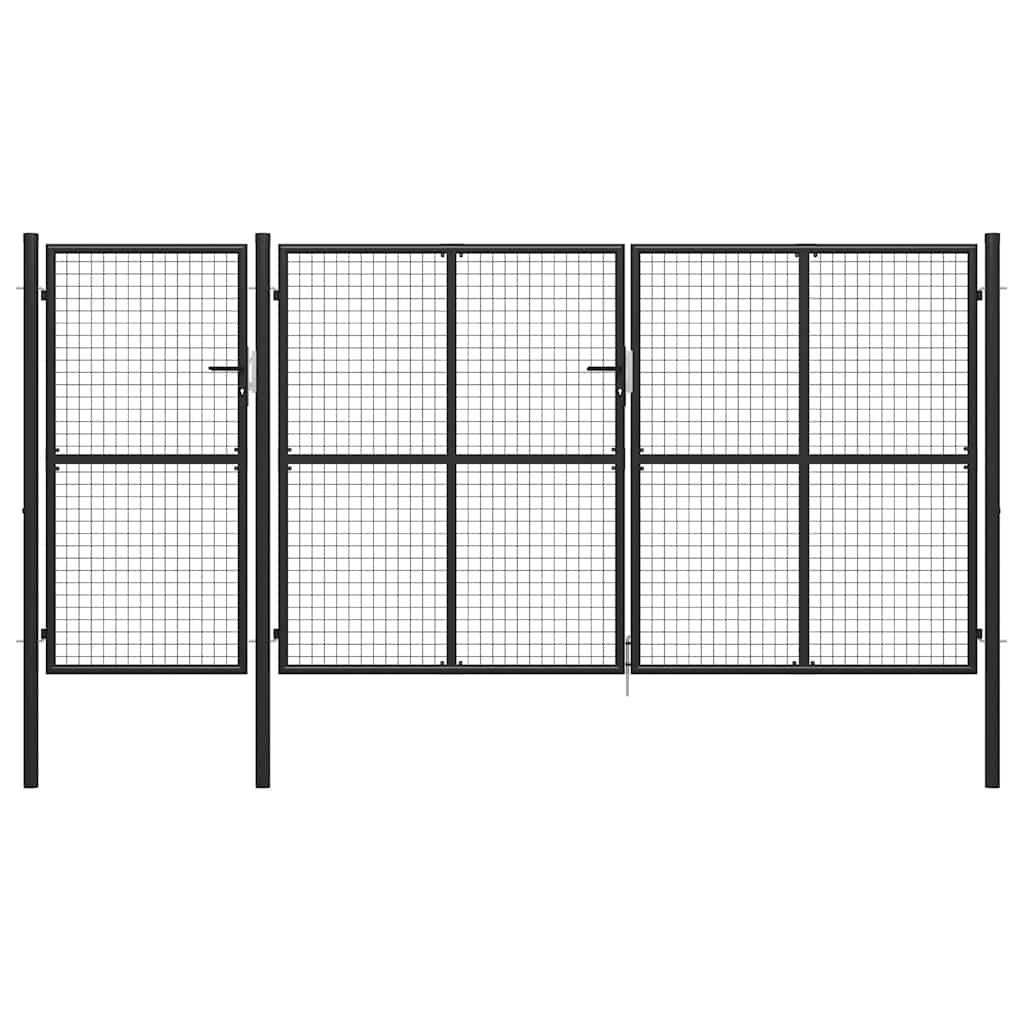 Gartentor aus Stahl 350 x 75 cm Grün