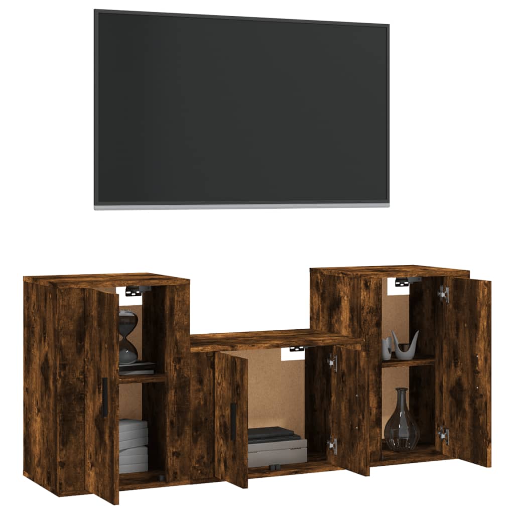 3-tlg. TV-Schrank-Set Weiß Holzwerkstoff