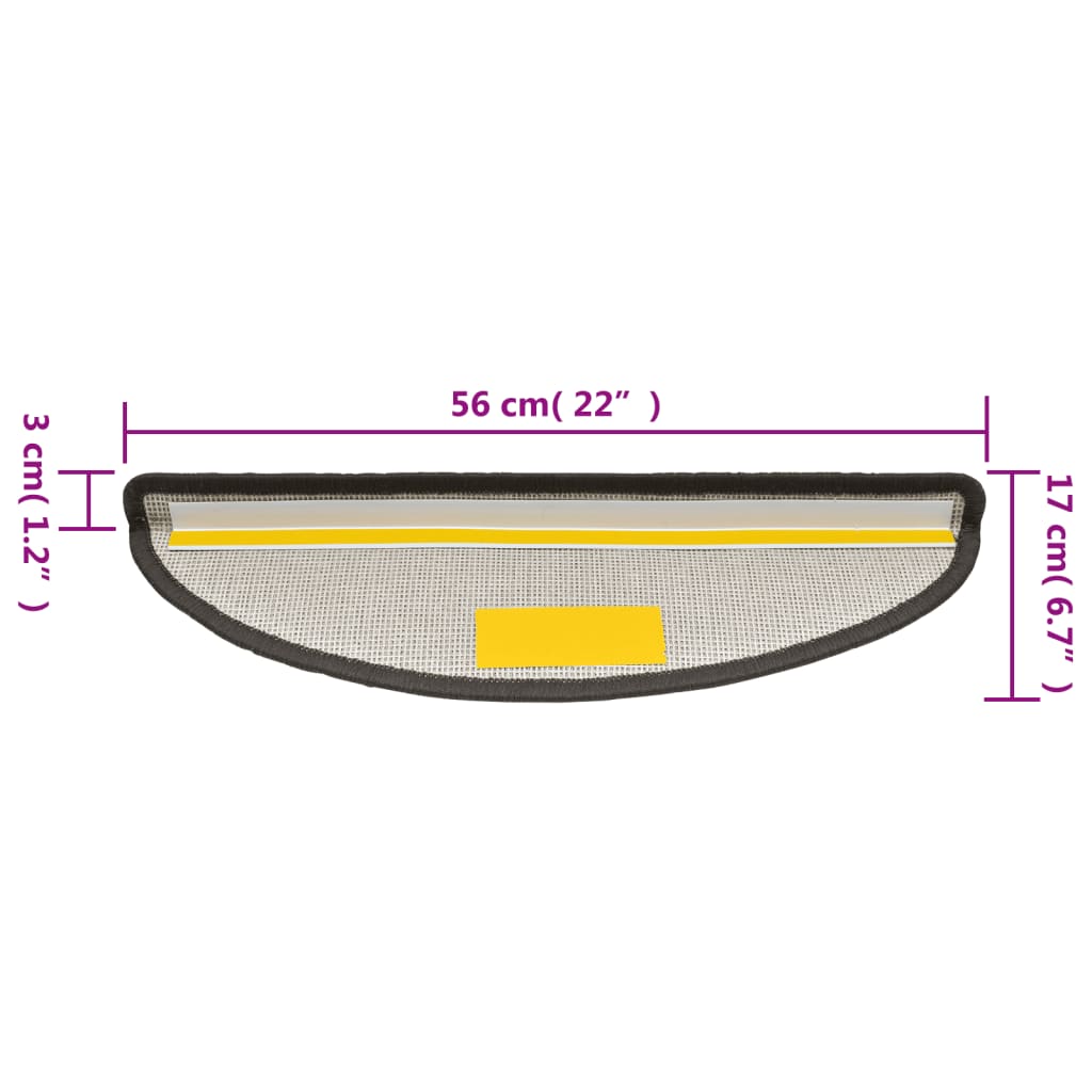 Stufenmatten 15 Stk. 56x17x3 cm Anthrazit Halbrund