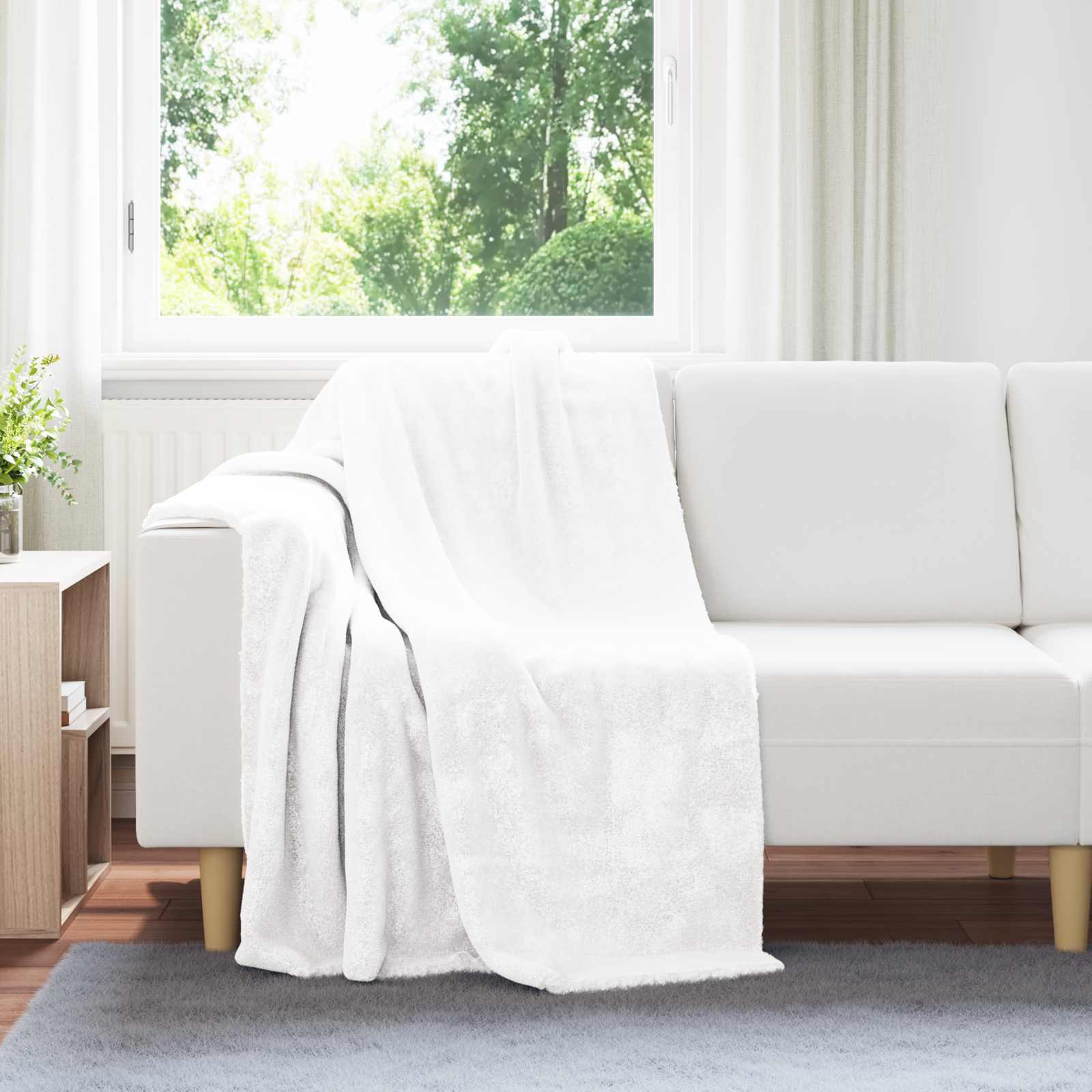 Überwurfdecke Beige 130 x 150 cm Fleece