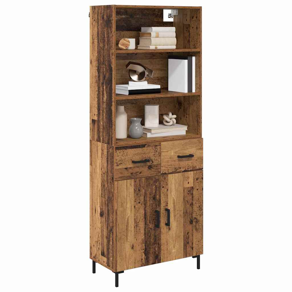 Highboard Hochglanz-Weiß 69,5x34x180 cm Holzwerkstoff