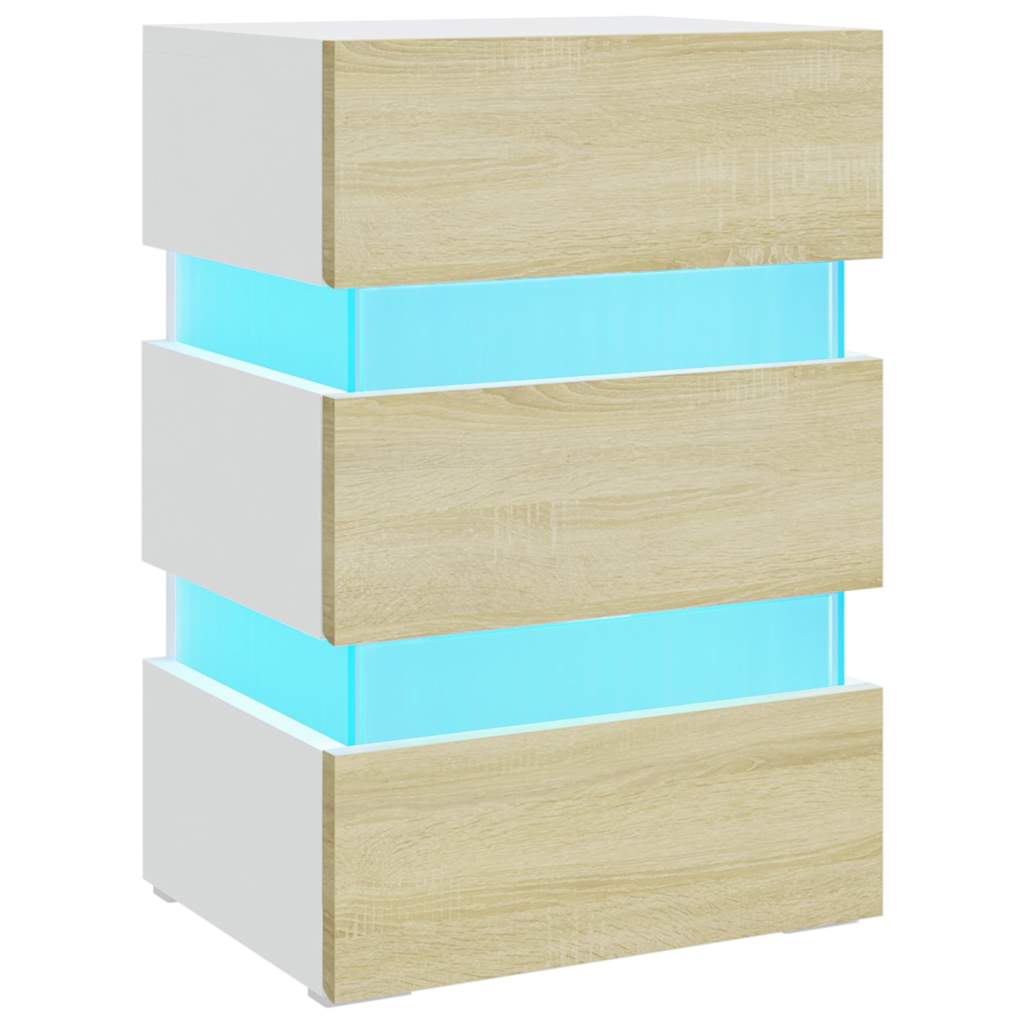LED-Nachttisch Weiß 45x35x67 cm Holzwerkstoff