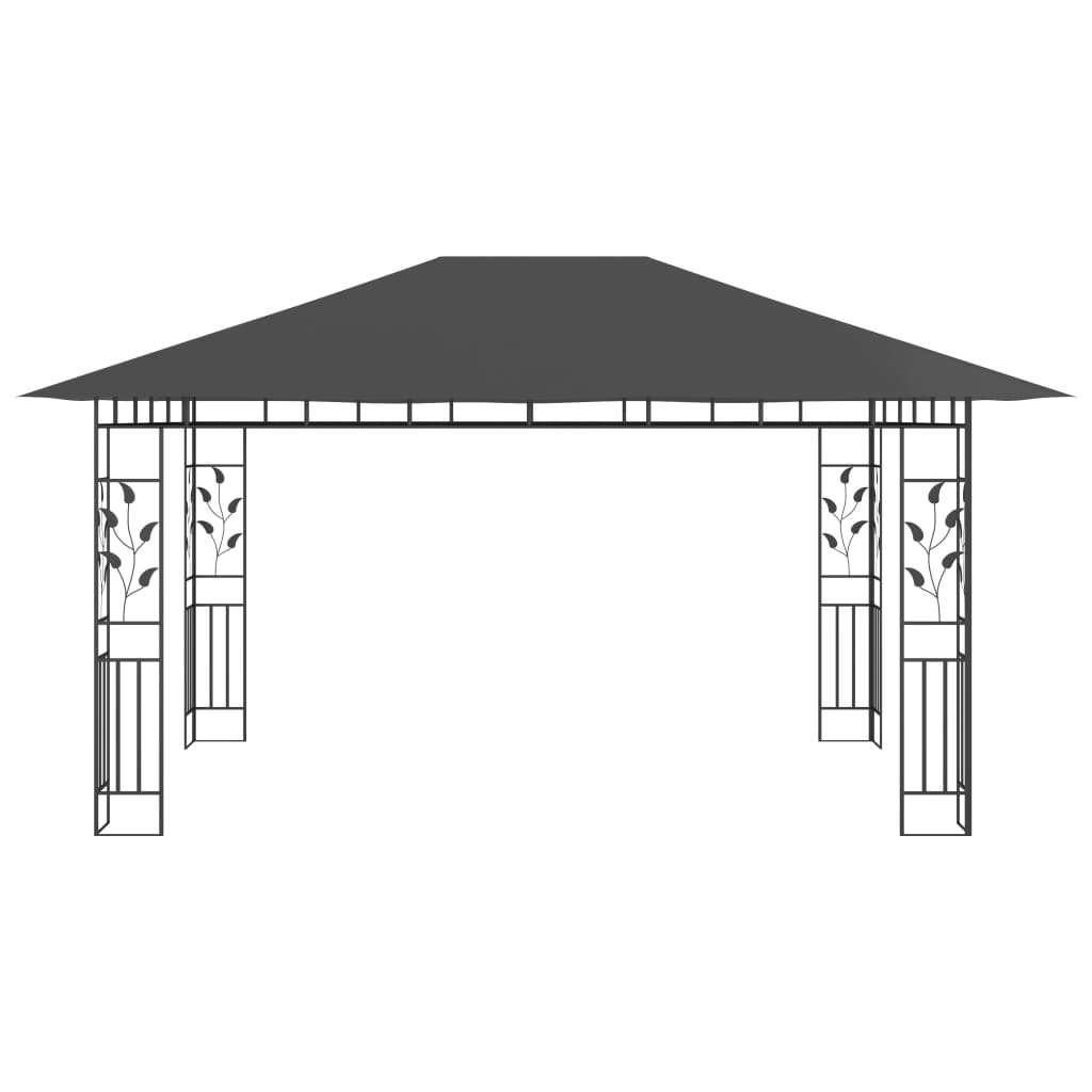 Pavillon mit Moskitonetz & LED-Lichterkette 3x3x2,73m Cremeweiß
