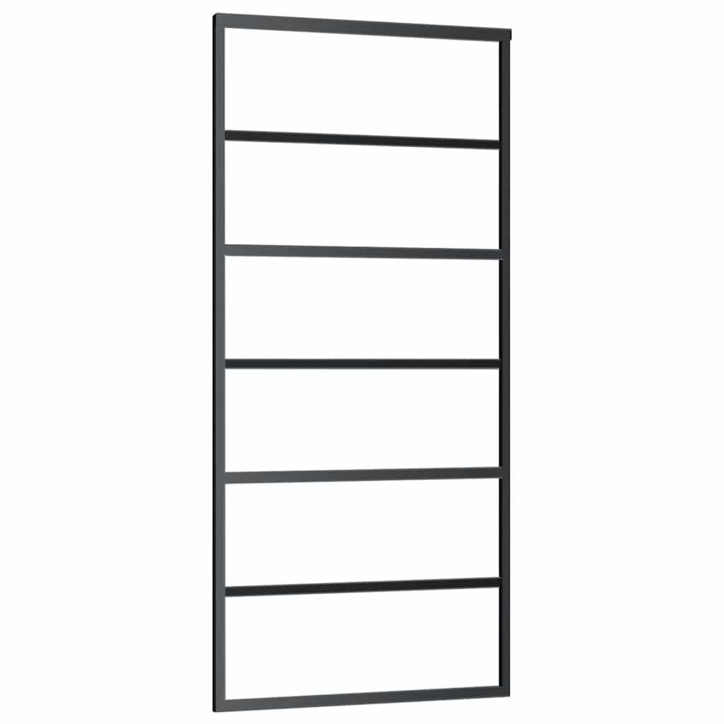 Schiebetür mit Beschlag Schwarz 76x205 cm ESG-Glas