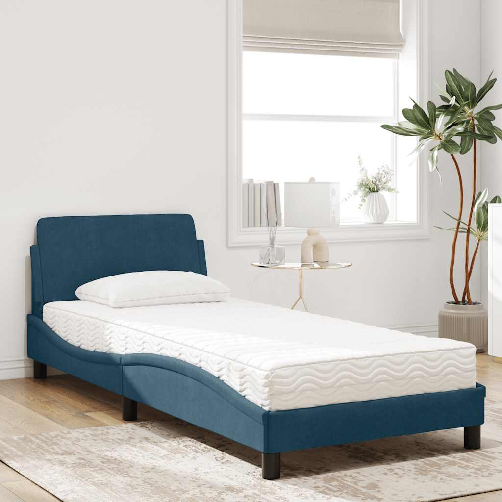 Bett mit Matratze "Dover" Hellgrau 80x200 cm Samt