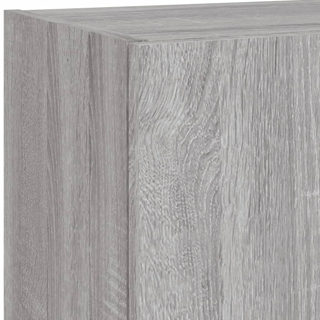 5-tlg. Wohnwand mit LED-Beleuchtung Weiß Holzwerkstoff
