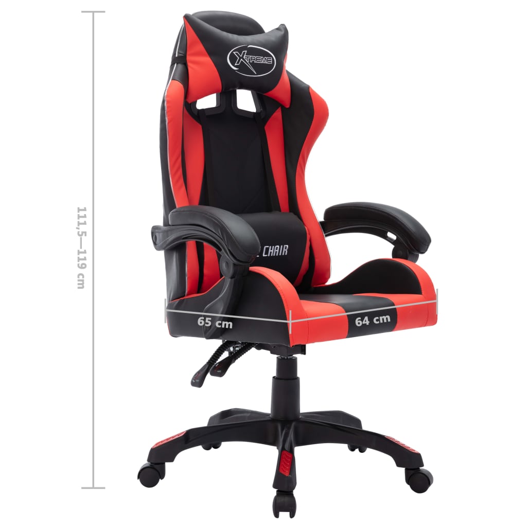 Gaming-Stuhl mit RGB LED-Leuchten Blau und Schwarz Kunstleder