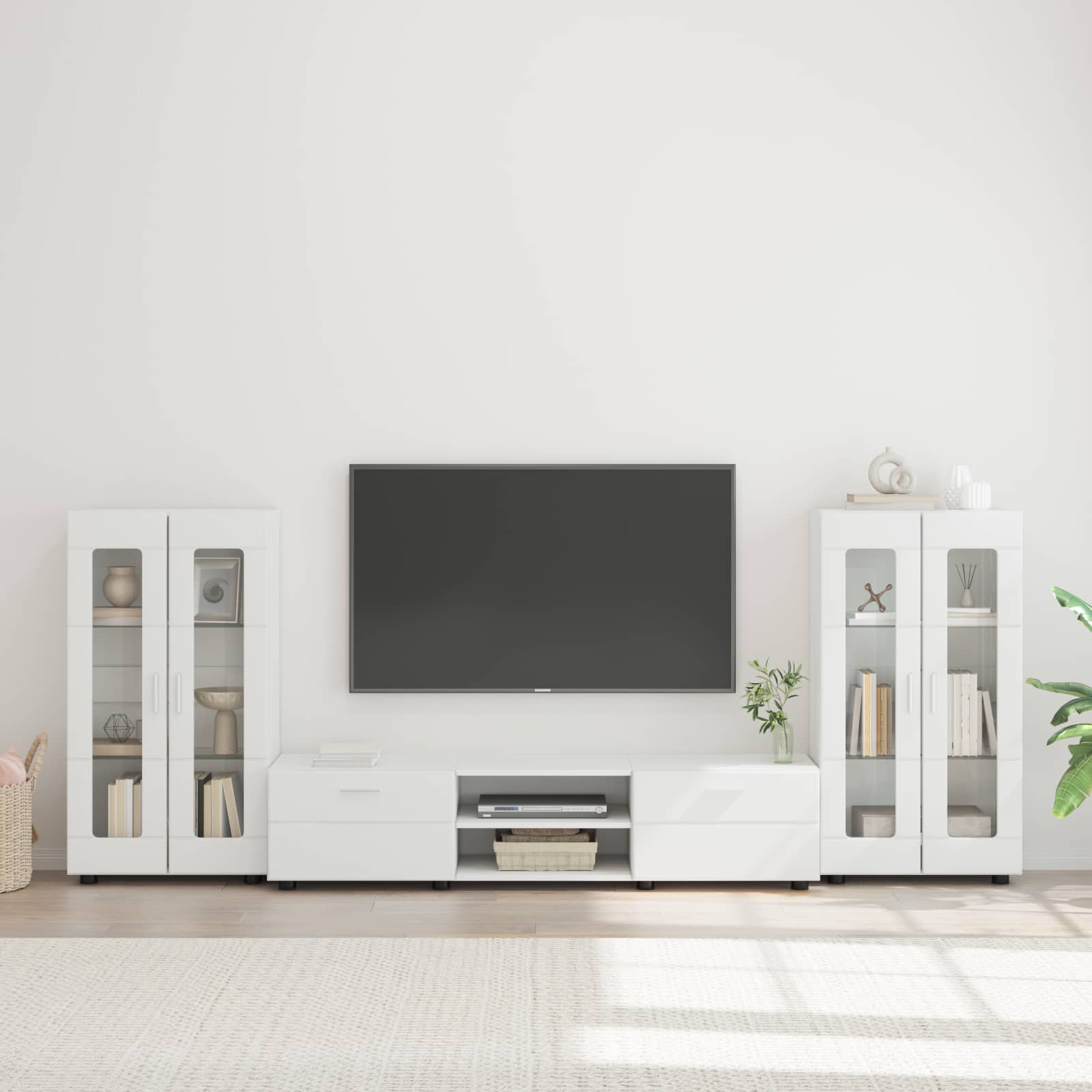 Highboard mit Regal FLORIN Weiß 60 x 35 x 182 cm Holzwerkstoff