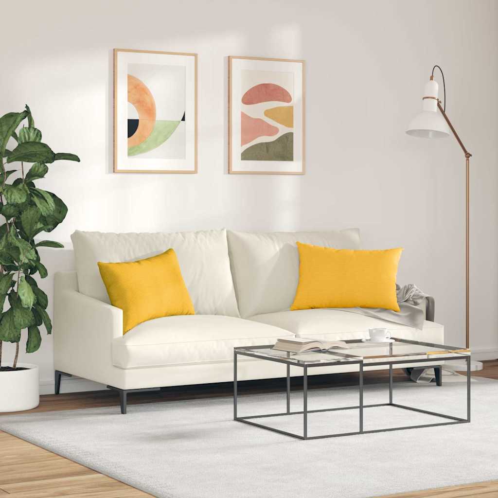 Sofakissen 2 Stück Hellgrau 50 x 30 cm Cordstoff