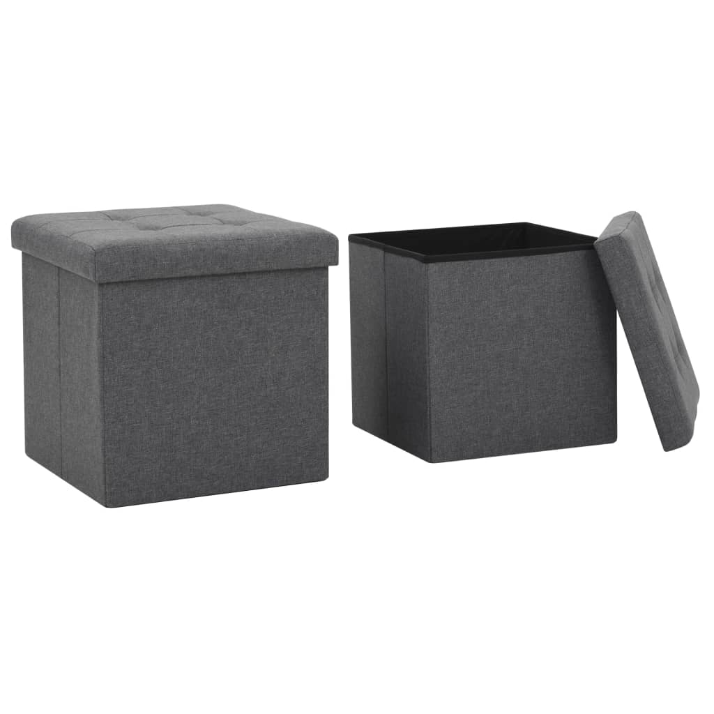 Hocker mit Stauraum Cremeweiß Leinenoptik
