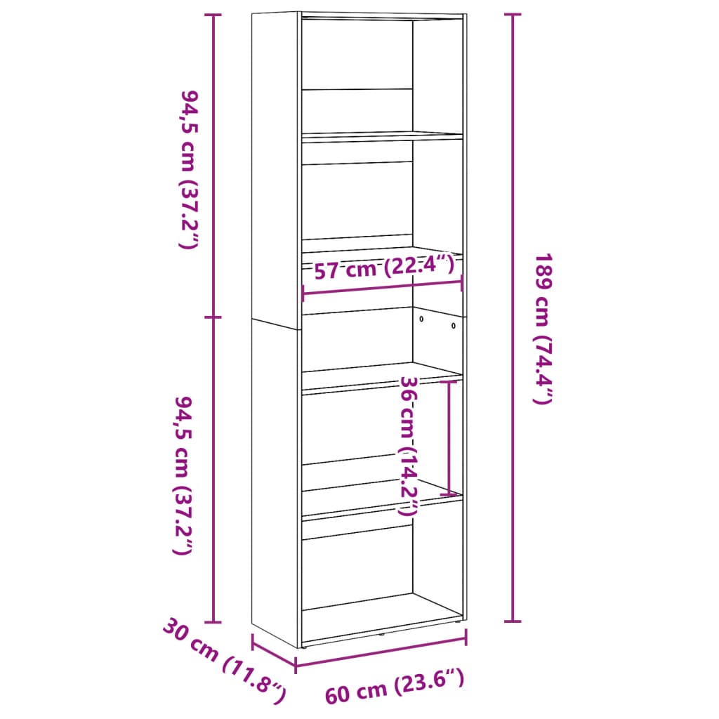 Bücherregal Weiß 80x30x189 cm Holzwerkstoff