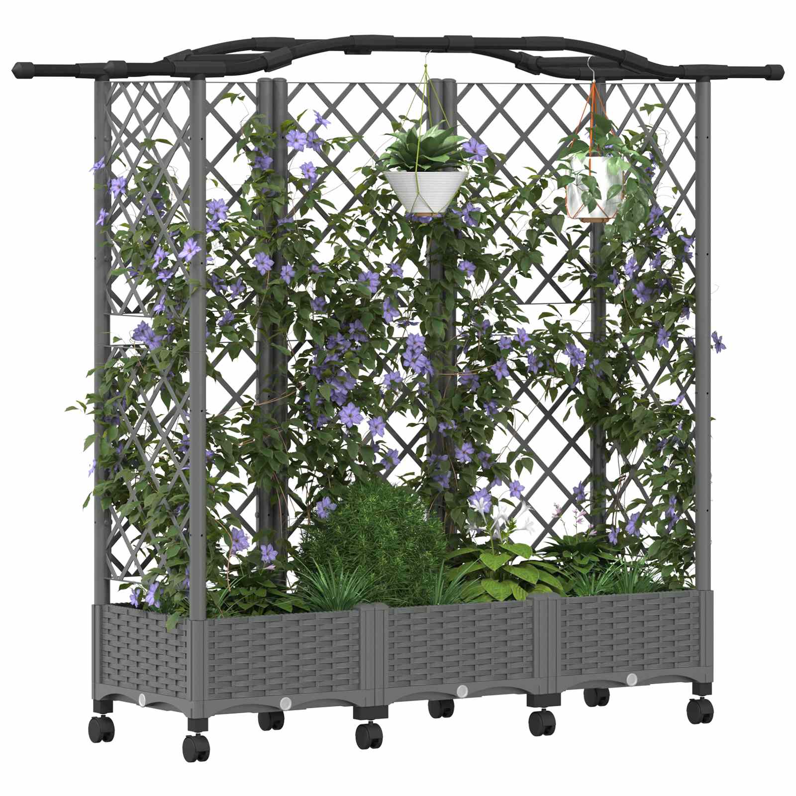 Hochbeet mit Rankgitter und Dach Braun 124 x 40 x 123 cm PP