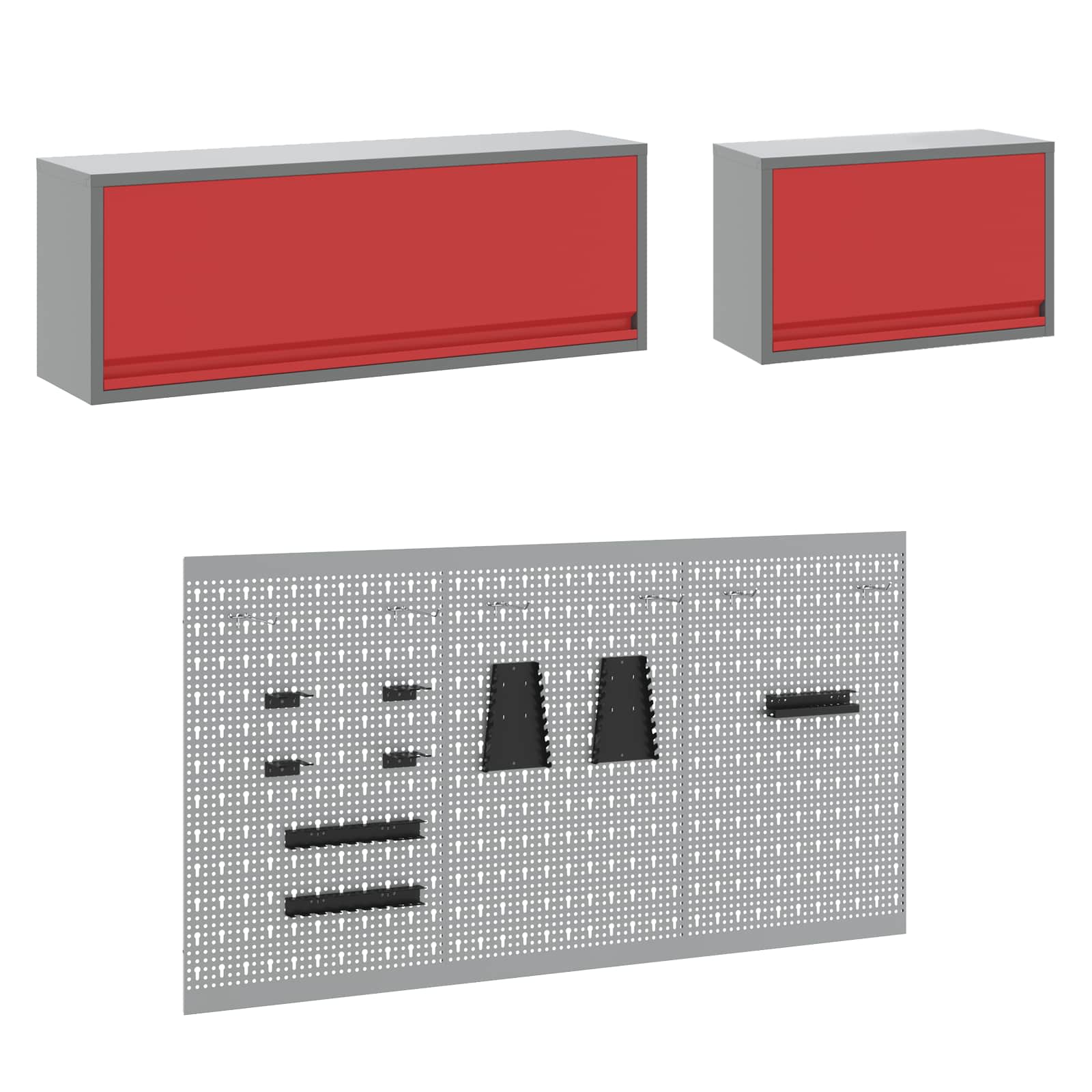 Arbeitsschrankset mit Schubladen mit Regal 8 pcs Grau