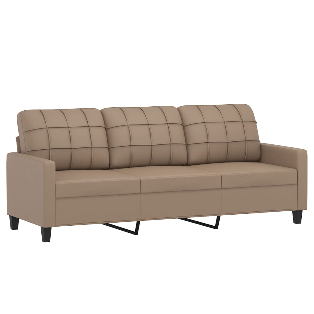 3-Sitzer-Sofa mit Zierkissen Schwarz 180 cm Kunstleder