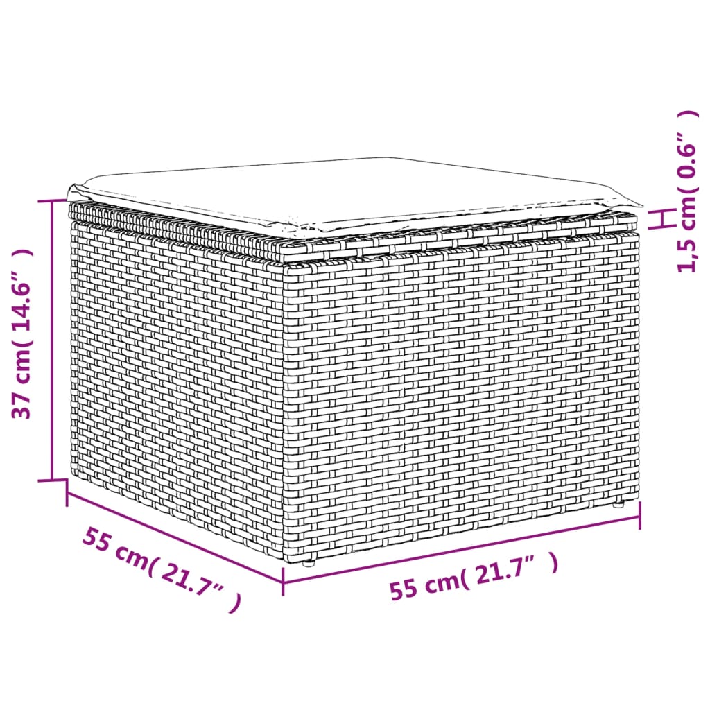 6-teiliges Gartensofa-Set mit Kissen, schwarzes Polyrattan